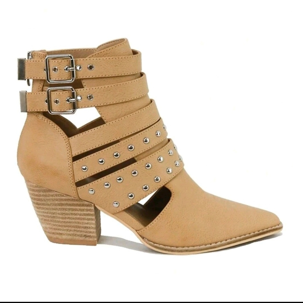 Studded Tan Ankle Boots